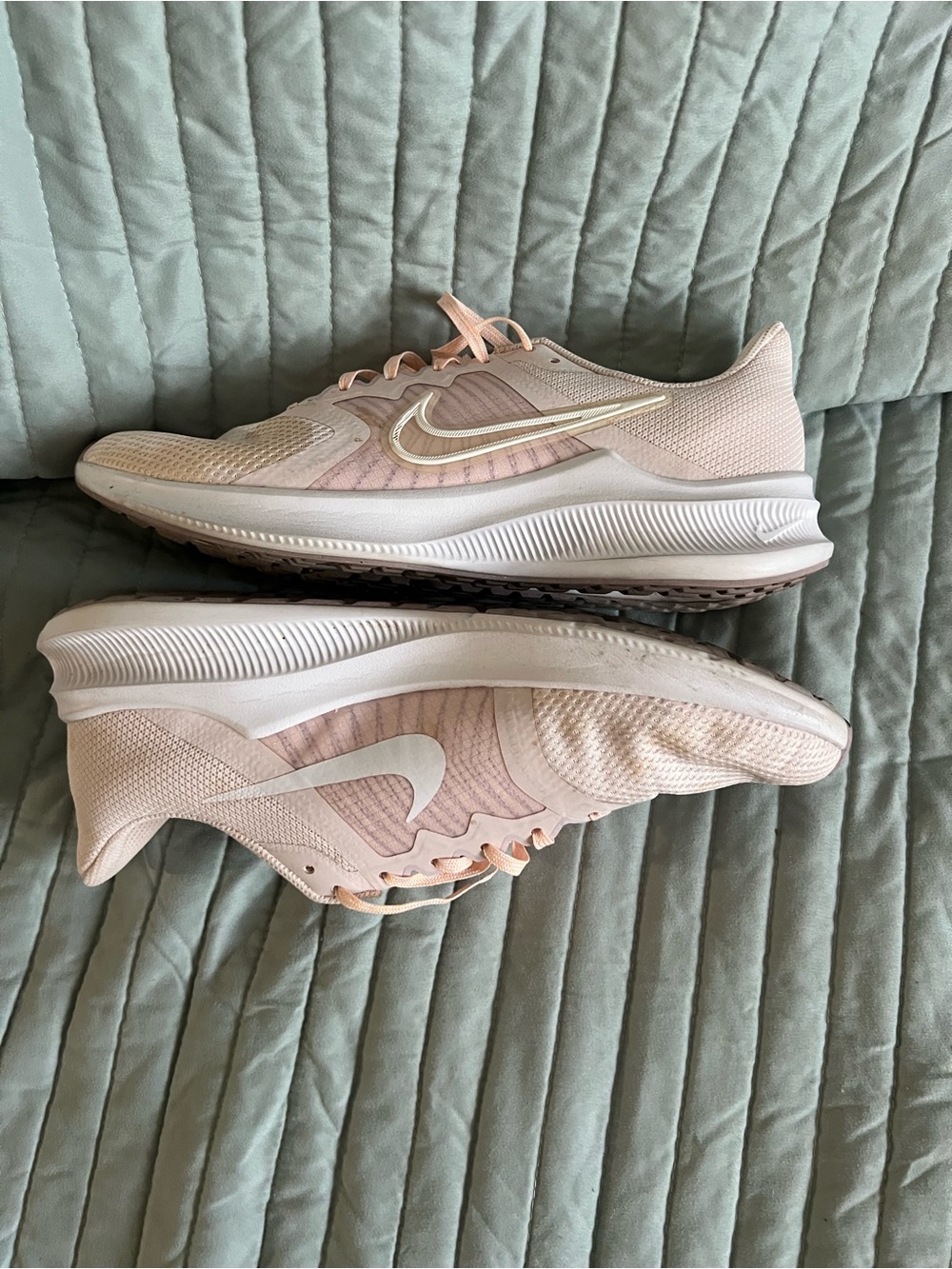 Nike Women’s Light Pink Mesh Running Shoes with White Swoosh